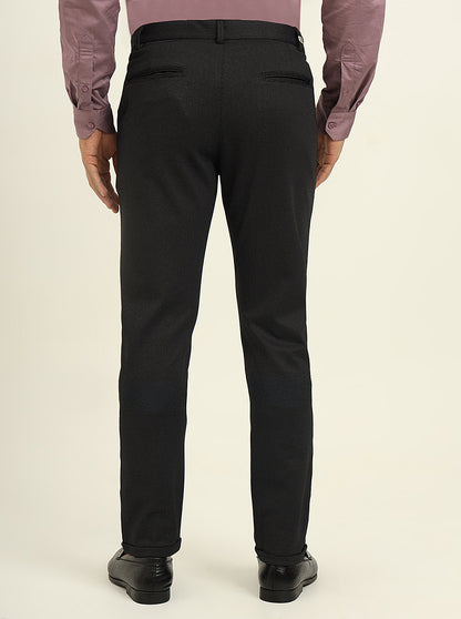 Black Solid Venice Fit Casual Trouser | JadeBlue