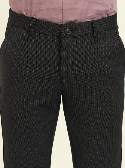 Black Solid Venice Fit Casual Trouser | JadeBlue