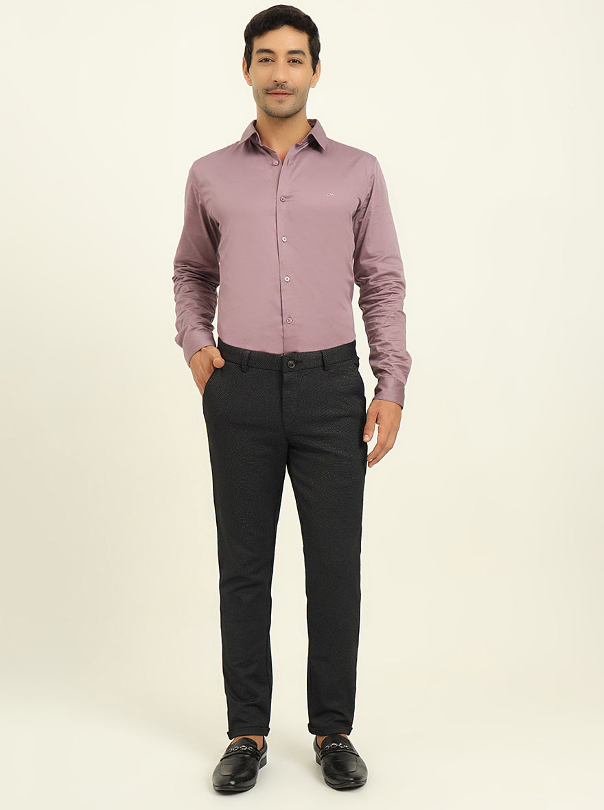 Black Solid Venice Fit Casual Trouser | JadeBlue