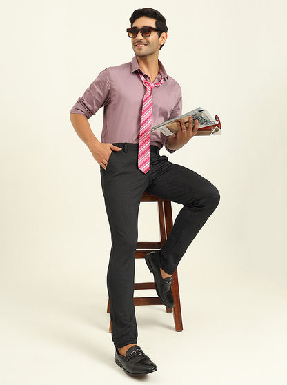 Black Solid Venice Fit Casual Trouser | JadeBlue