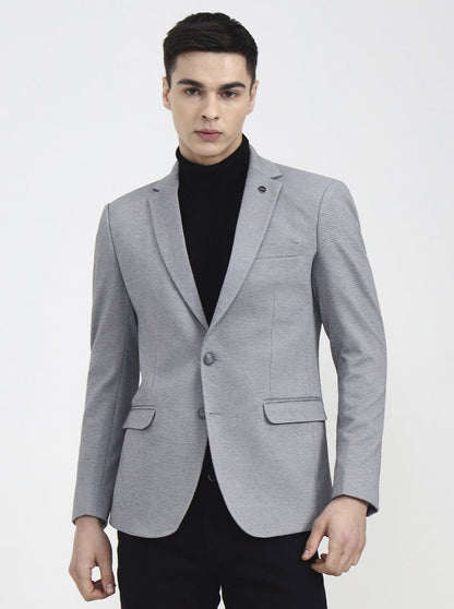 Light Grey Solid Regular Fit Blazer | Wyre