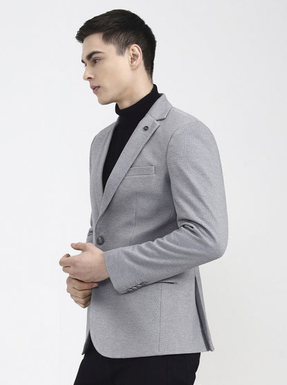 Light Grey Solid Regular Fit Blazer | Wyre