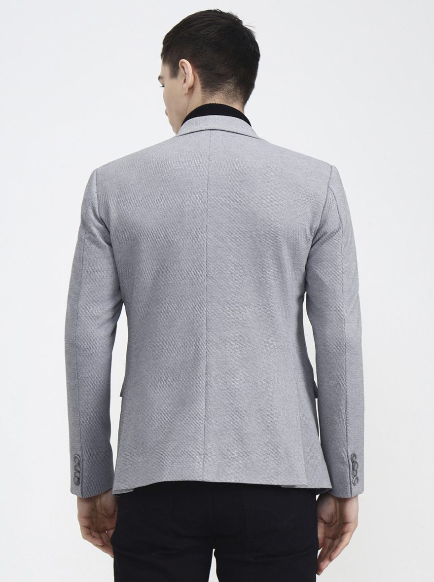 Light Grey Solid Regular Fit Blazer | Wyre