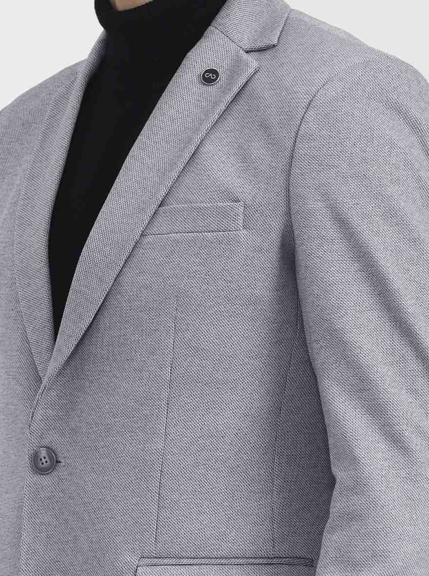 Light Grey Solid Regular Fit Blazer | Wyre