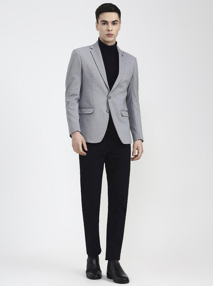 Light Grey Solid Regular Fit Blazer | Wyre