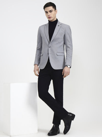 Light Grey Solid Regular Fit Blazer | Wyre