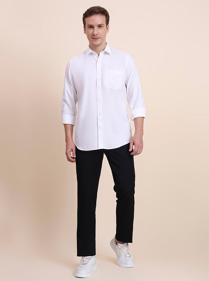 Black Solid Uno Fit Casual Trouser | JadeBlue