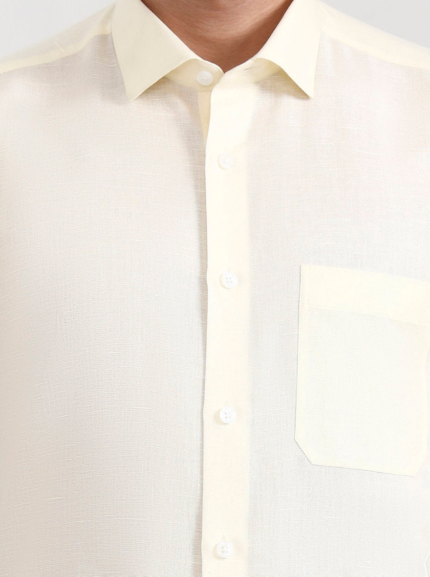 Off-White Solid Regular Fit Formal Shirt | JadeBlue