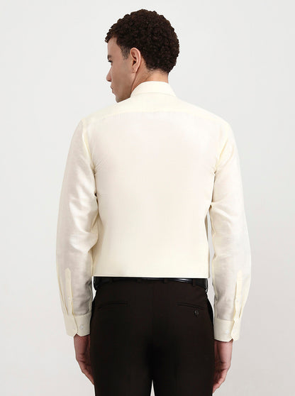 Off-White Solid Regular Fit Formal Shirt | JadeBlue