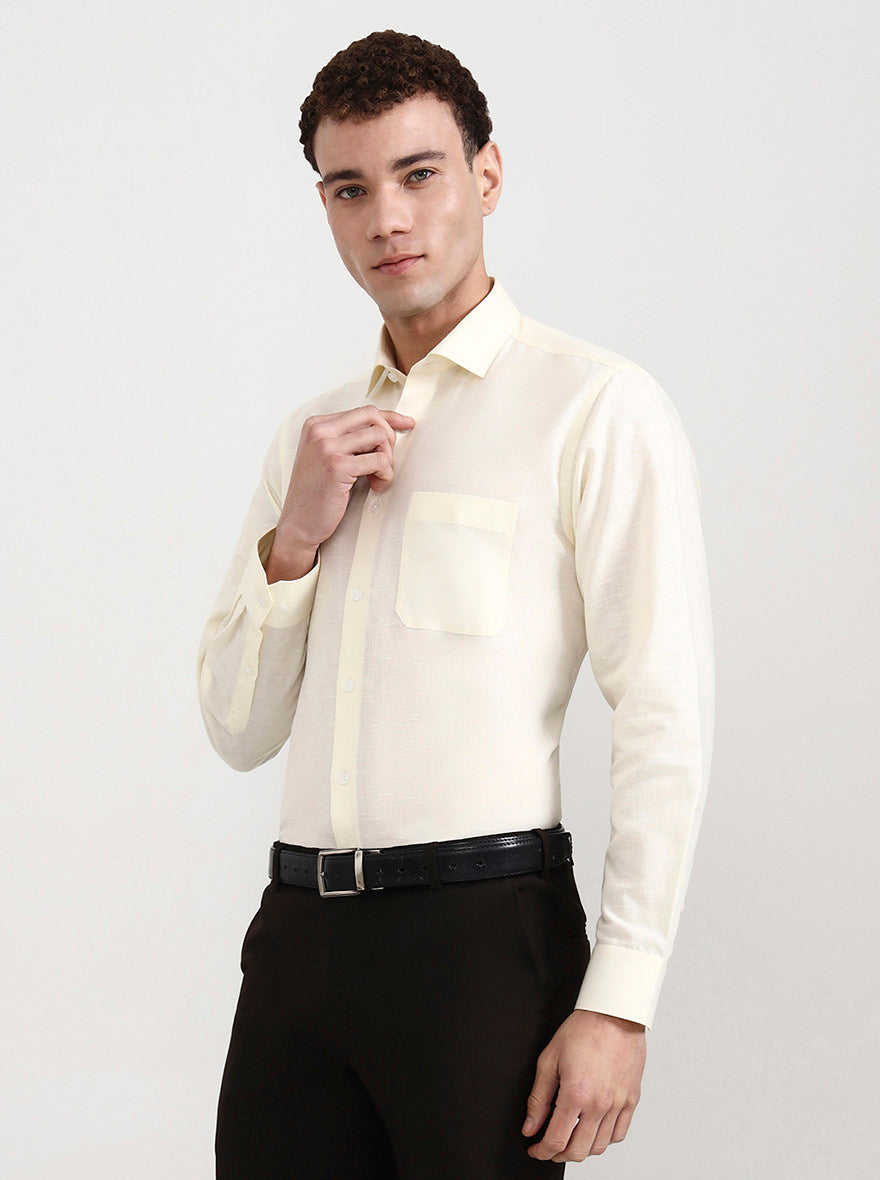 Off-White Solid Regular Fit Formal Shirt | JadeBlue
