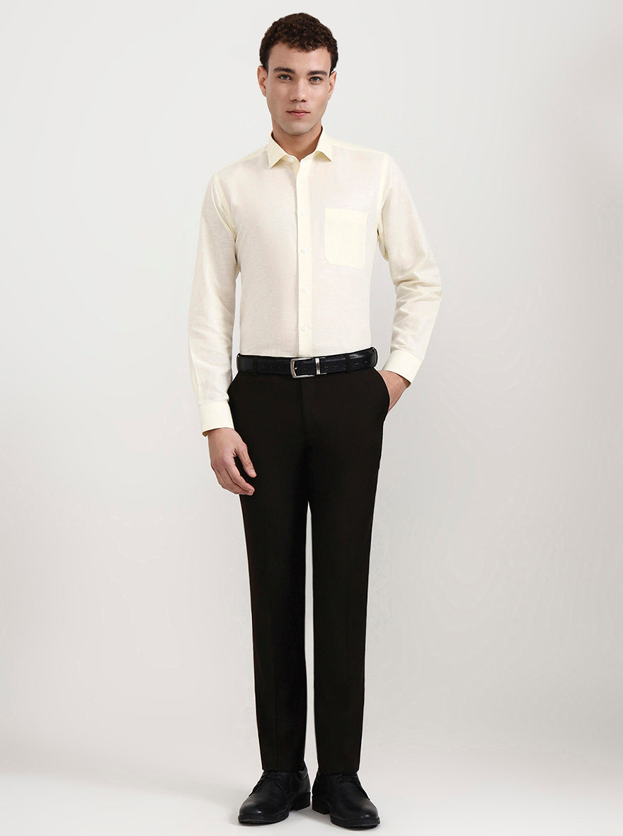 Off-White Solid Regular Fit Formal Shirt | JadeBlue