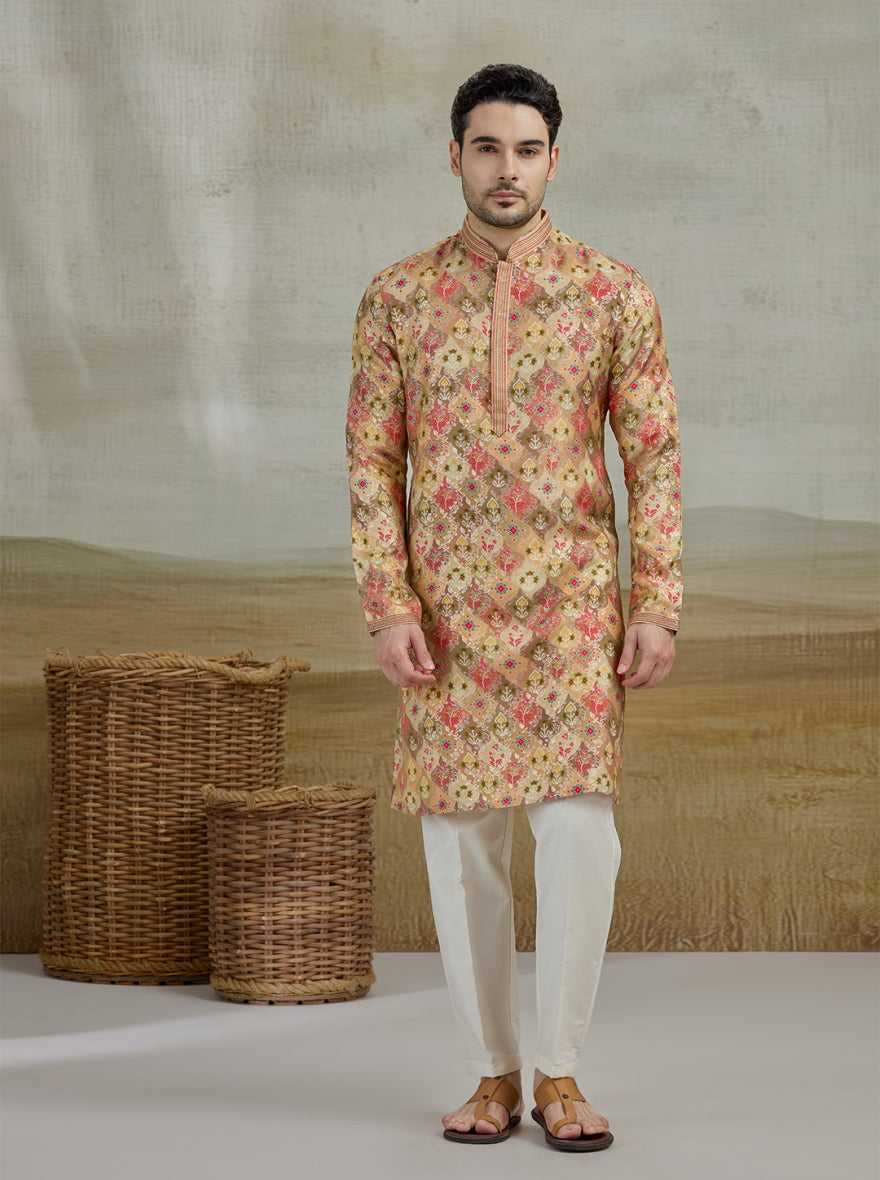 Golden Embroidered Kurta Pajama | Virasana