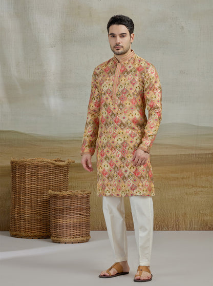 Golden Embroidered Kurta Pajama | Virasana