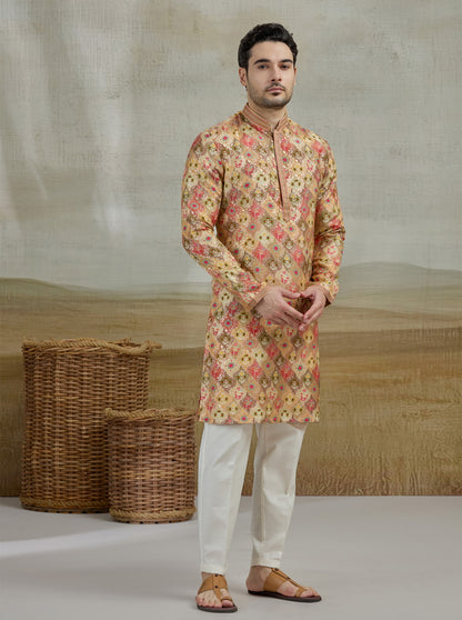 Golden Embroidered Kurta Pajama | Virasana