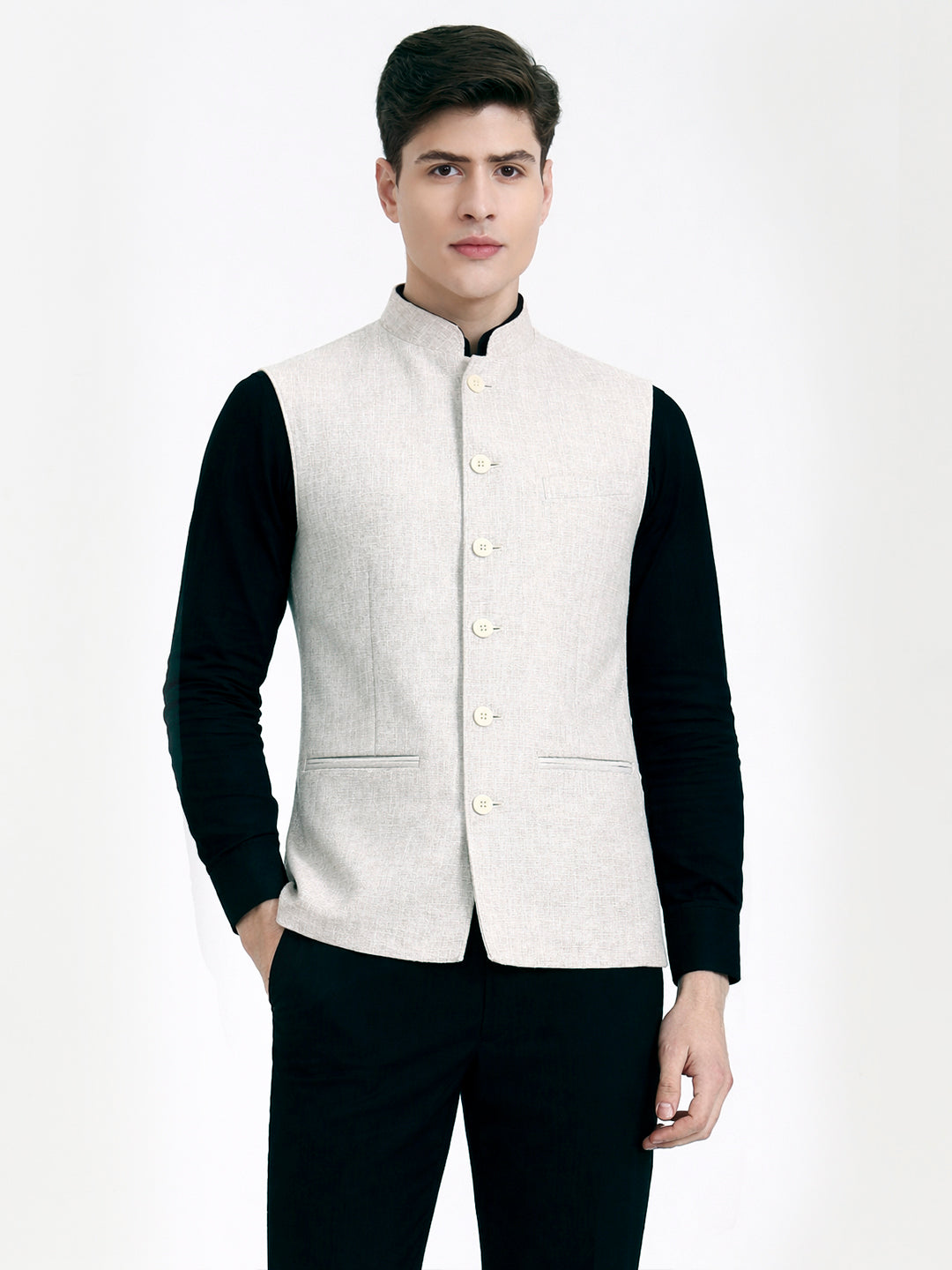 Fawn Solid  Modi Jacket | JadeBlue