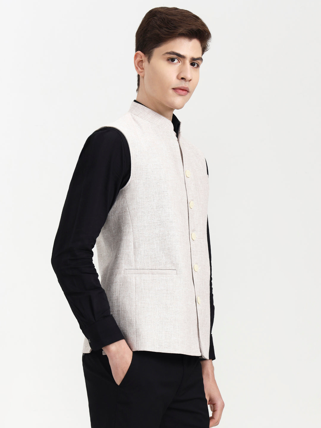 Fawn Solid  Modi Jacket | JadeBlue