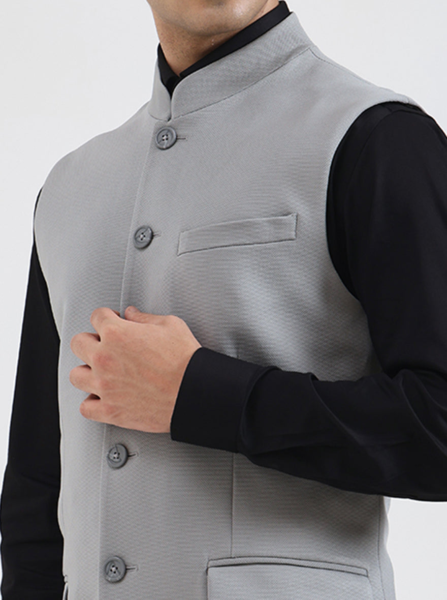 Cement Grey Solid Regular Fit Waistcoat | Wyre