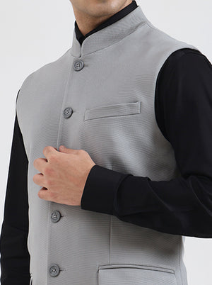 Cement Grey Solid Regular Fit Waistcoat | Wyre
