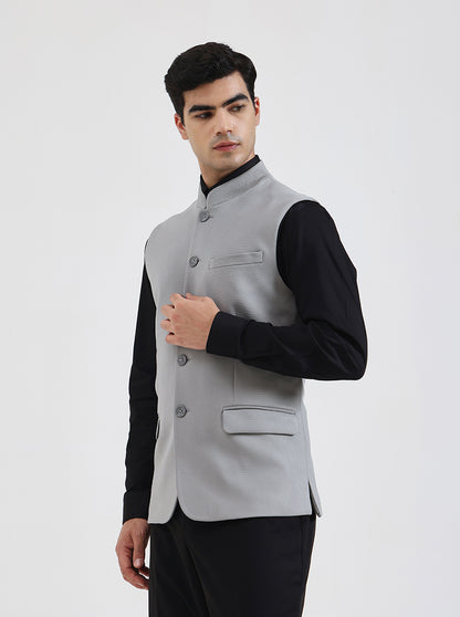 Cement Grey Solid Regular Fit Waistcoat | Wyre