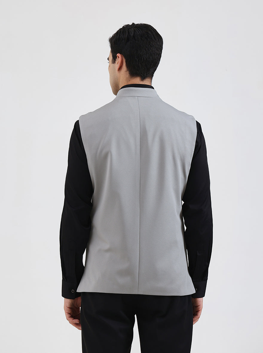 Cement Grey Solid Regular Fit Waistcoat | Wyre