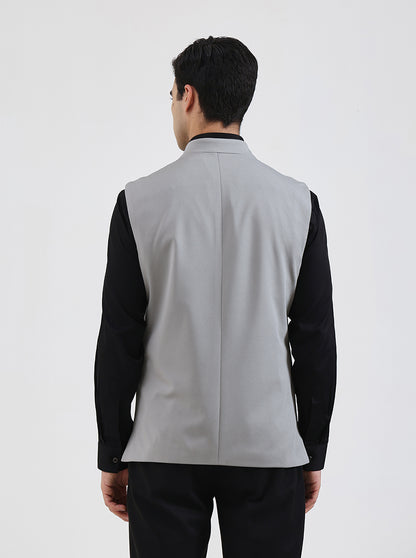 Cement Grey Solid Regular Fit Waistcoat | Wyre