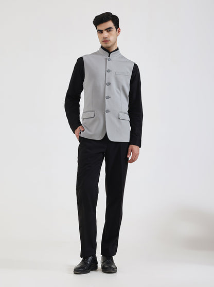 Cement Grey Solid Regular Fit Waistcoat | Wyre