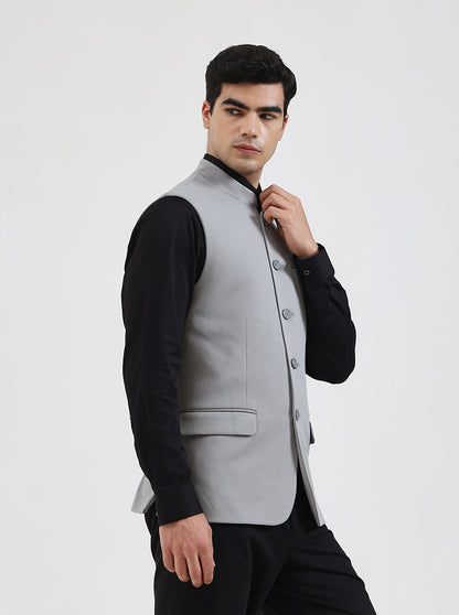 Cement Grey Solid Regular Fit Waistcoat | Wyre