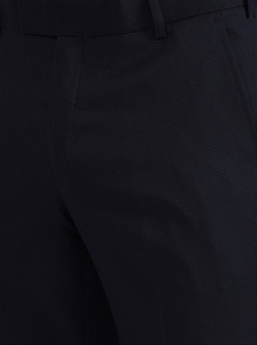 Navy Blue Solid Slim Fit Formal Trouser | Wyre