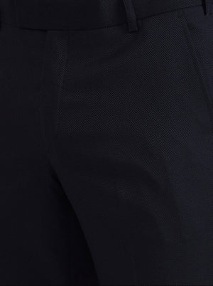 Navy Blue Solid Slim Fit Formal Trouser | Wyre