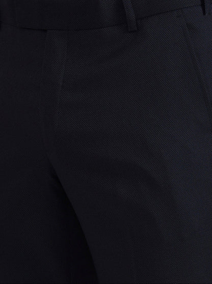 Navy Blue Solid Slim Fit Formal Trouser | Wyre