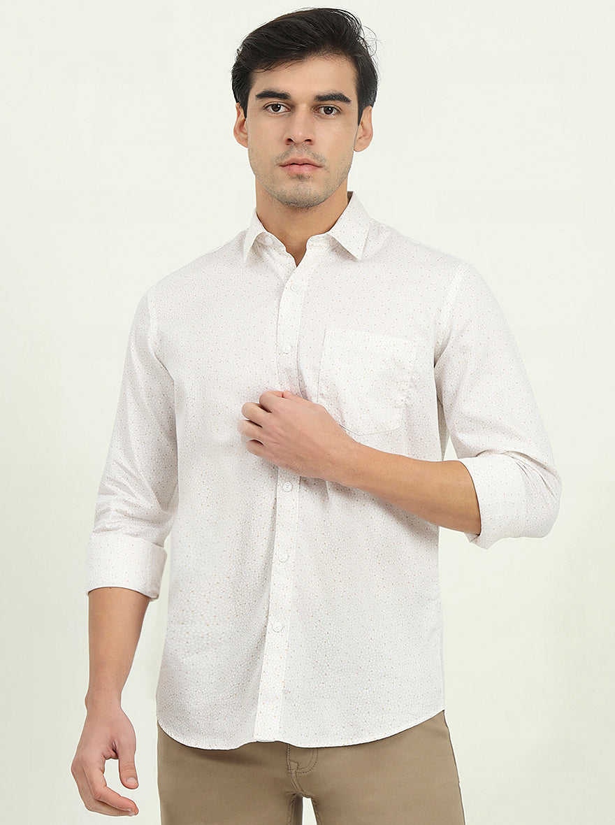 Brown Printed Slim Fit Semi Casual Shirt | JadeBlue
