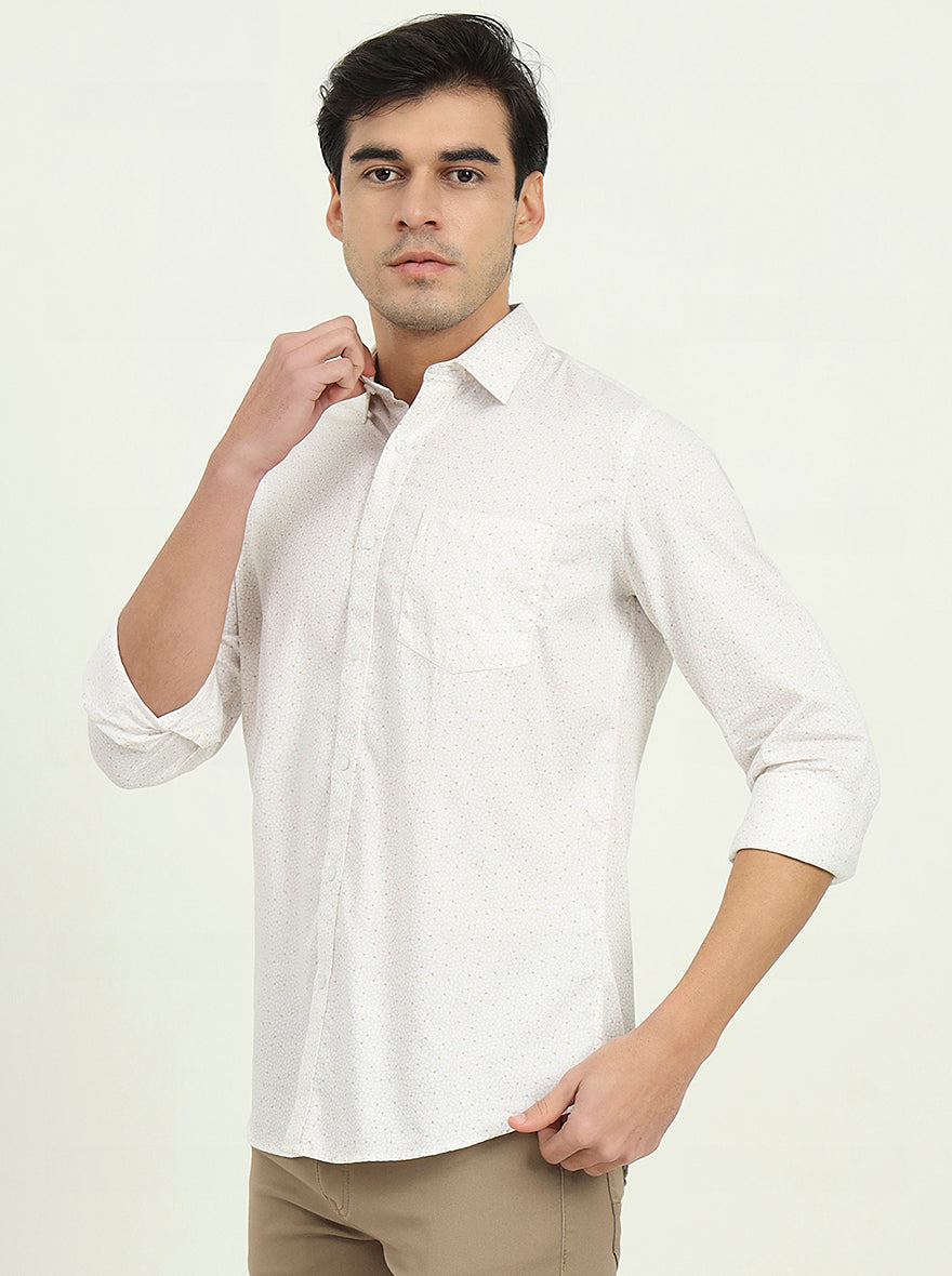 Brown Printed Slim Fit Semi Casual Shirt | JadeBlue