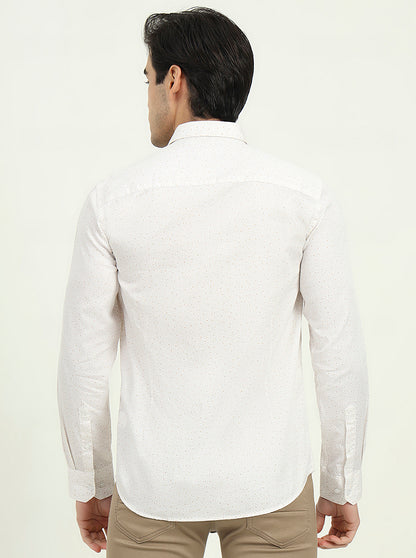 Brown Printed Slim Fit Semi Casual Shirt | JadeBlue