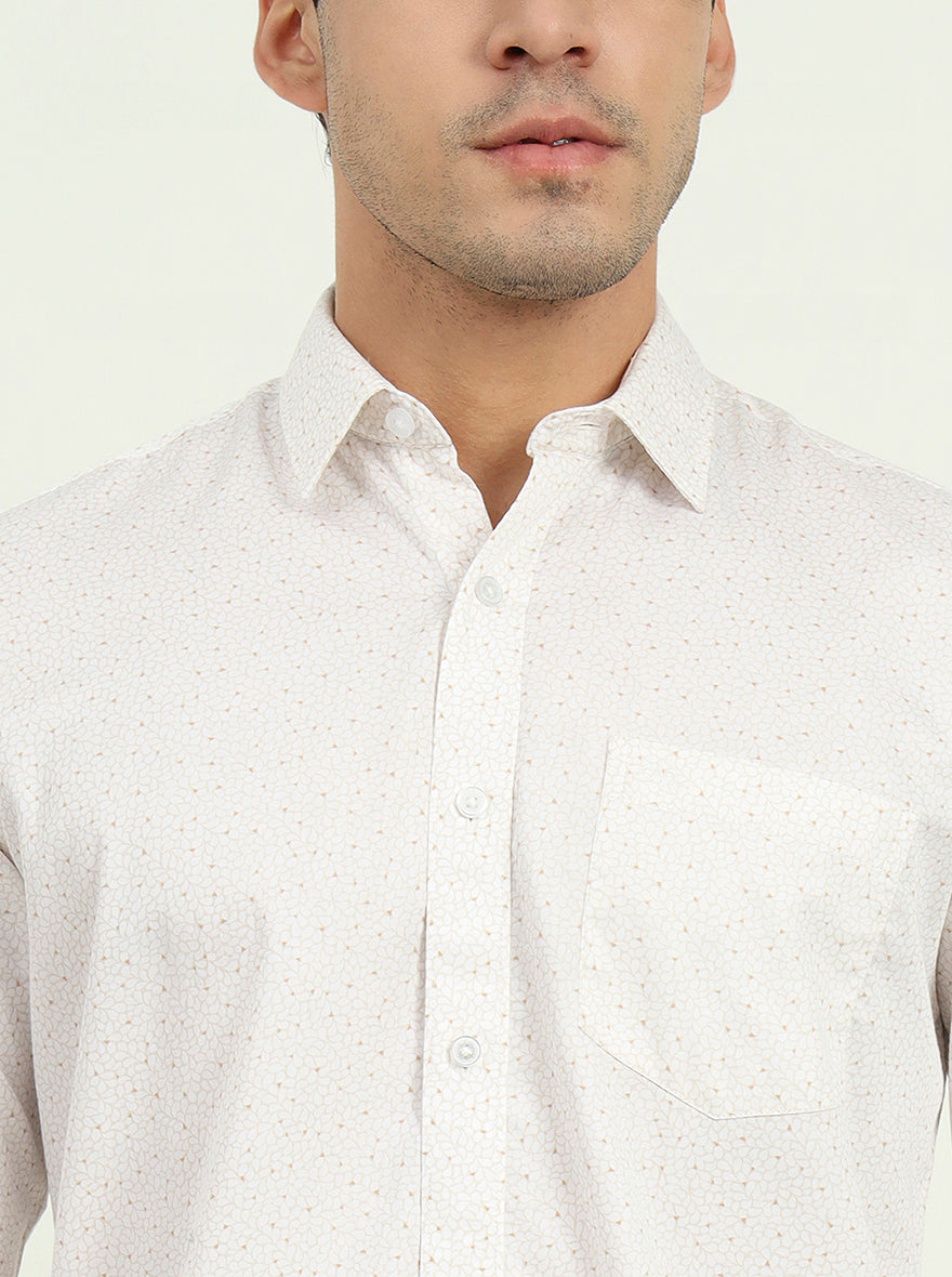 Brown Printed Slim Fit Semi Casual Shirt | JadeBlue