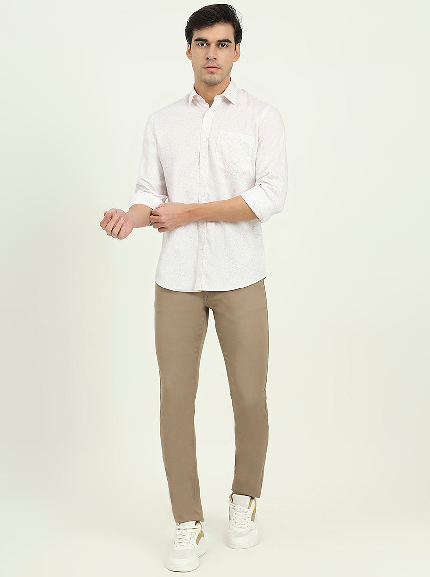 Brown Printed Slim Fit Semi Casual Shirt | JadeBlue