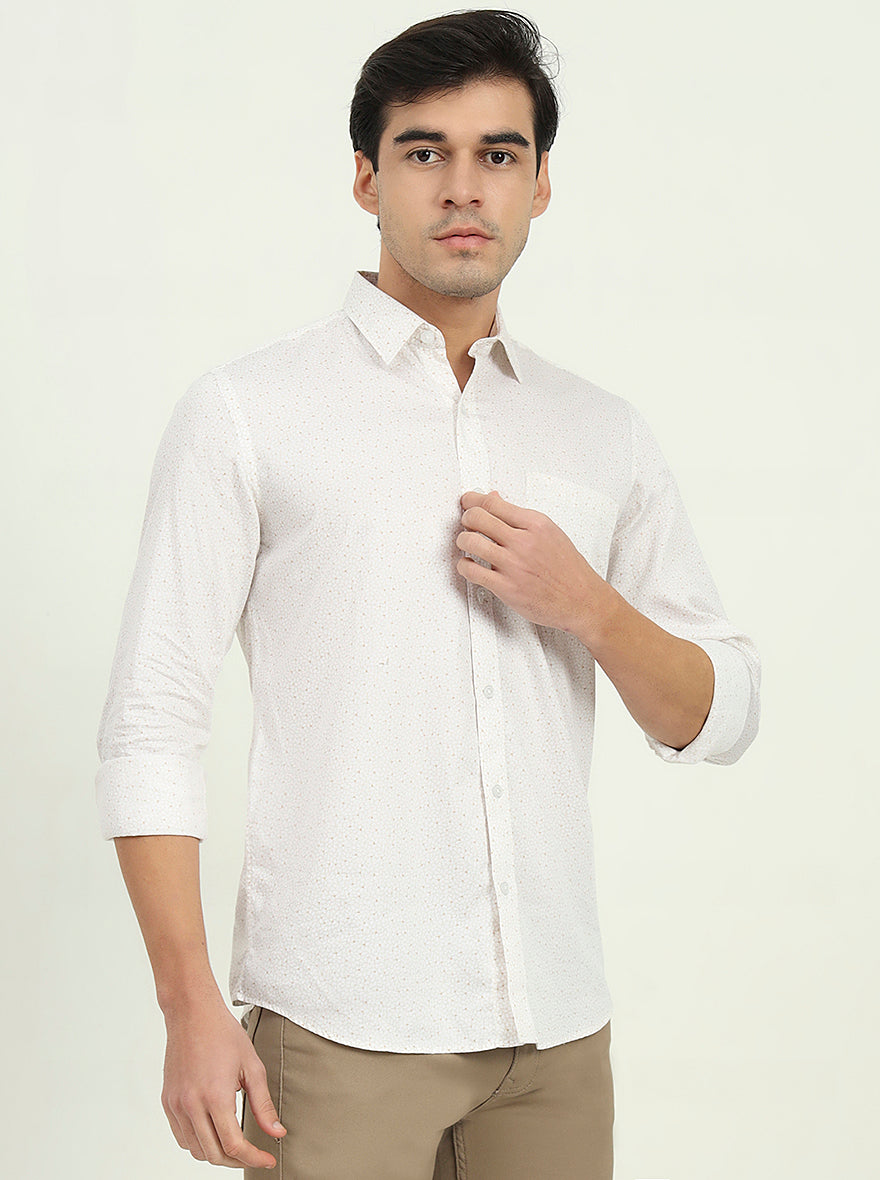 Brown Printed Slim Fit Semi Casual Shirt | JadeBlue