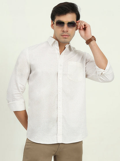 Brown Printed Slim Fit Semi Casual Shirt | JadeBlue