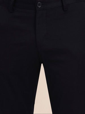 Navy Blue Solid Uno Fit Casual Trouser | JadeBlue