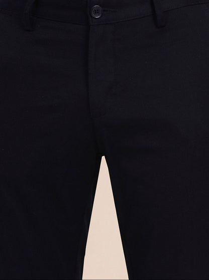 Navy Blue Solid Uno Fit Casual Trouser | JadeBlue