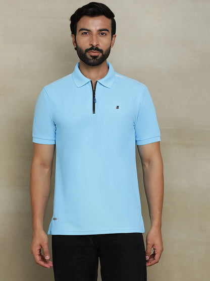 Sky Blue Solid Slim fit Polo T-Shirt | Jade Play