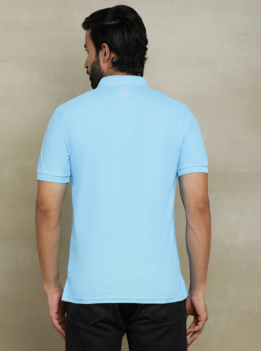 Sky Blue Solid Slim fit Polo T-Shirt | Jade Play
