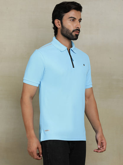 Sky Blue Solid Slim fit Polo T-Shirt | Jade Play