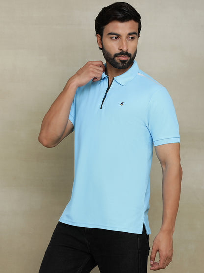 Sky Blue Solid Slim fit Polo T-Shirt | Jade Play