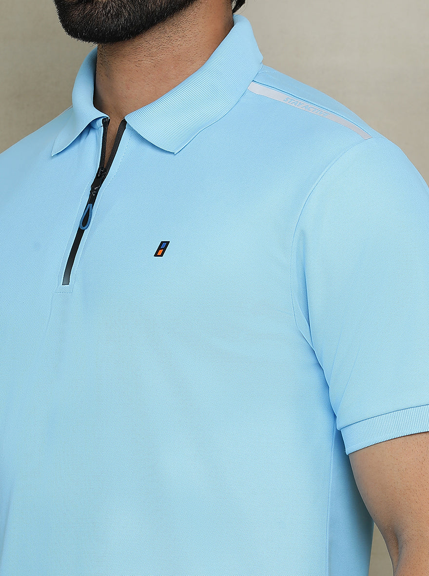 Sky Blue Solid Slim fit Polo T-Shirt | Jade Play