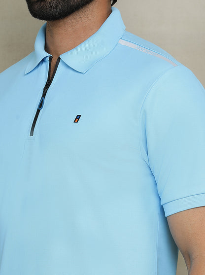 Sky Blue Solid Slim fit Polo T-Shirt | Jade Play