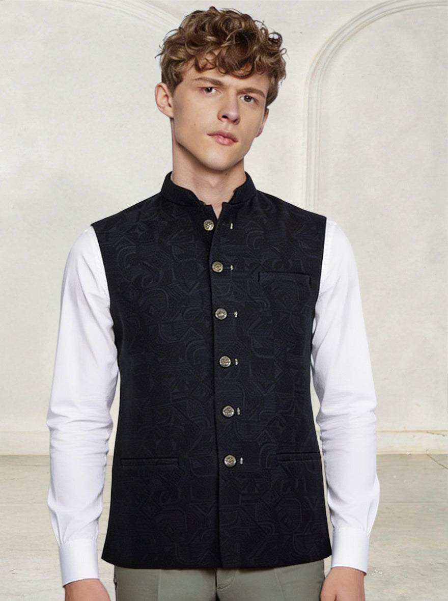 Black Printed Waistcoat | Wyre