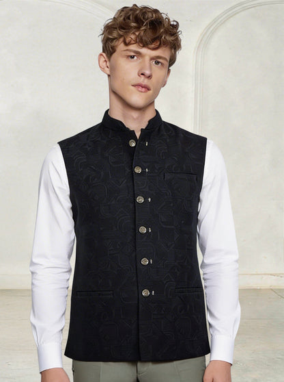 Black Printed Waistcoat | Wyre