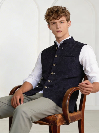 Black Printed Waistcoat | Wyre