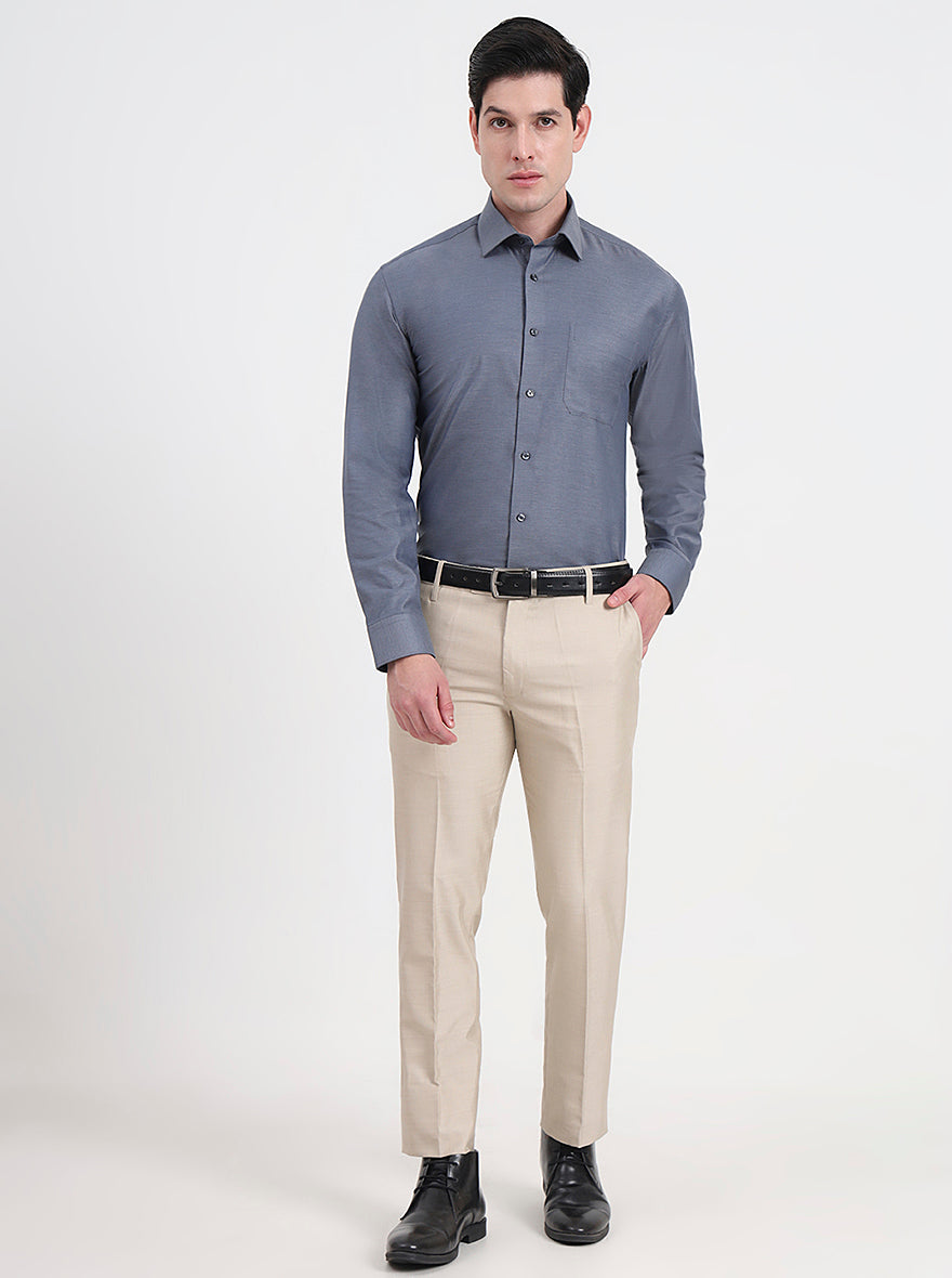 Dark Grey Solid Regular Fit Formal Shirt | JadeBlue