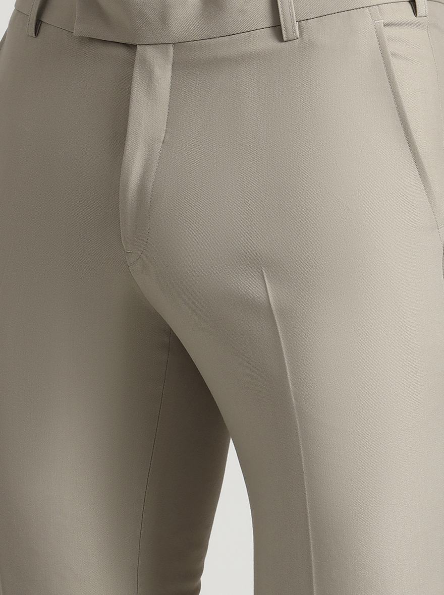 Fawn Solid Slim Fit Formal Trouser | Metal